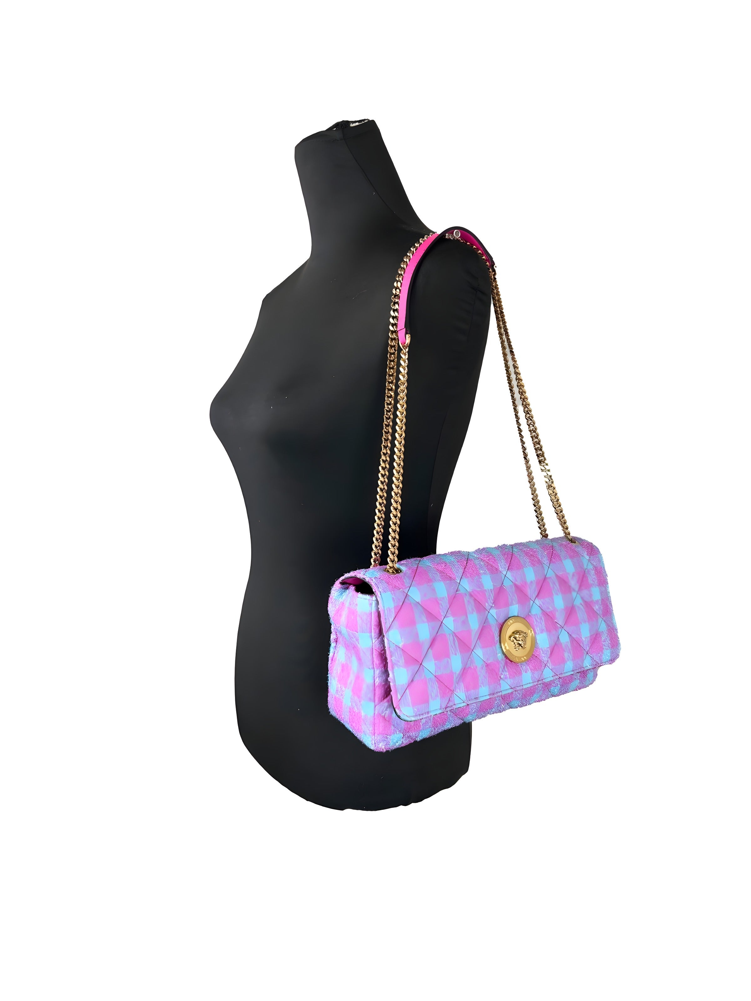 Geantă de umăr/crossbody medie Versace din lână Lurex