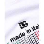 Dolce & Gabbana White Barcode Cotton Crew Neck T-Shirt