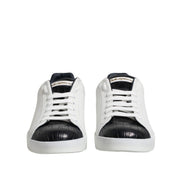 Sneakers Dolce & Gabbana Portofino albi cu negru din piele