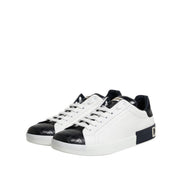 Sneakers Dolce & Gabbana Portofino albi cu negru din piele