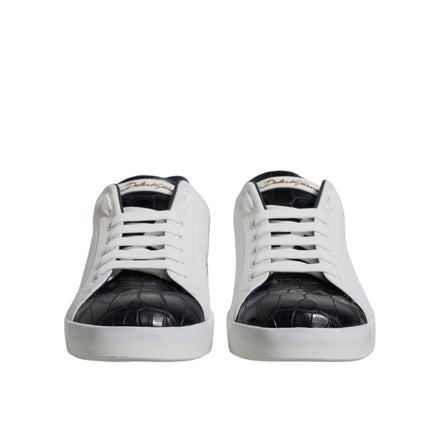 Dolce & Gabbana White Black Leather Portofino Sneakers