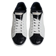 Sneakers Dolce & Gabbana Portofino albi cu negru din piele