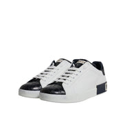 Sneakers Dolce & Gabbana Portofino albi cu negru din piele
