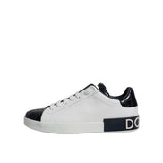 Sneakers Dolce & Gabbana Portofino albi cu negru din piele