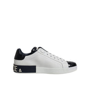 Sneakers Dolce & Gabbana Portofino albi cu negru din piele
