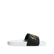 Sandale de plajă Dolce & Gabbana din piele albă și neagră