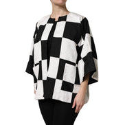 Dolce & Gabbana White Black Patchwork Jacquard Blazer Jacket