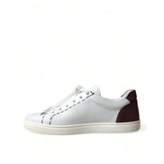 Sneakers Dolce & Gabbana cu profil jos albi cu bordo, cu logo, din piele