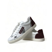 Sneakers Dolce & Gabbana cu profil jos albi cu bordo, cu logo, din piele