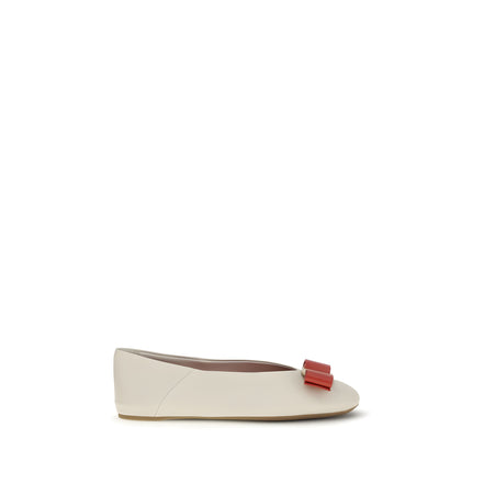 Ferragamo White Ballet Flats
