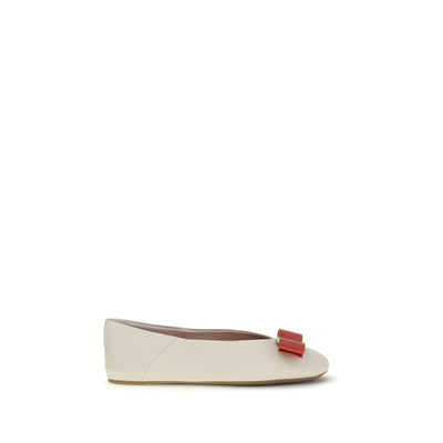 Ferragamo White Ballet Flats
