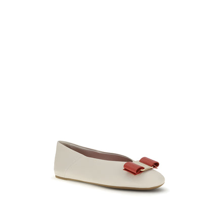 Ferragamo White Ballet Flats