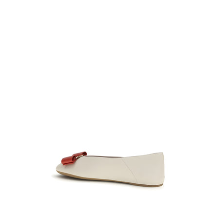 Ferragamo White Ballet Flats
