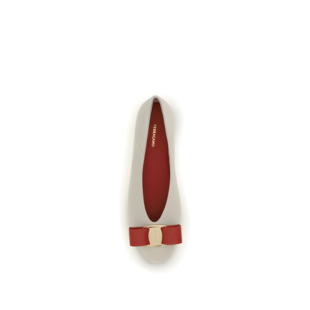Ferragamo White Ballet Flats