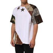 Tricou Dolce & Gabbana din bumbac, alb, cu camuflaj patchwork