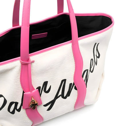 Palm Angels White Canvas Tote Bag