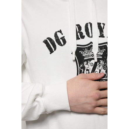 Hanorac Dolce & Gabbana din bumbac alb cu glugă și imprimeu DG ROYAL