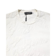 Tricou Dolce & Gabbana din bumbac alb cu decolteu rotund și logo în relief