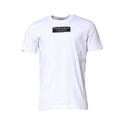 Tricou cu guler la baza gâtului Dolce & Gabbana din bumbac alb, cu logo aplicat