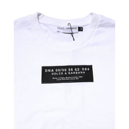Tricou cu guler la baza gâtului Dolce & Gabbana din bumbac alb, cu logo aplicat