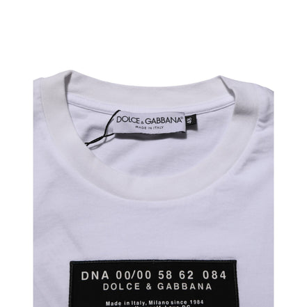 Dolce & Gabbana White Cotton Logo Print Crew Neck T-Shirt