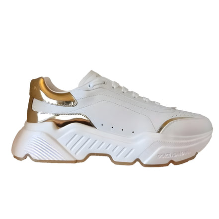 Dolce & Gabbana White Gold DAYMASTER Leather Sneakers