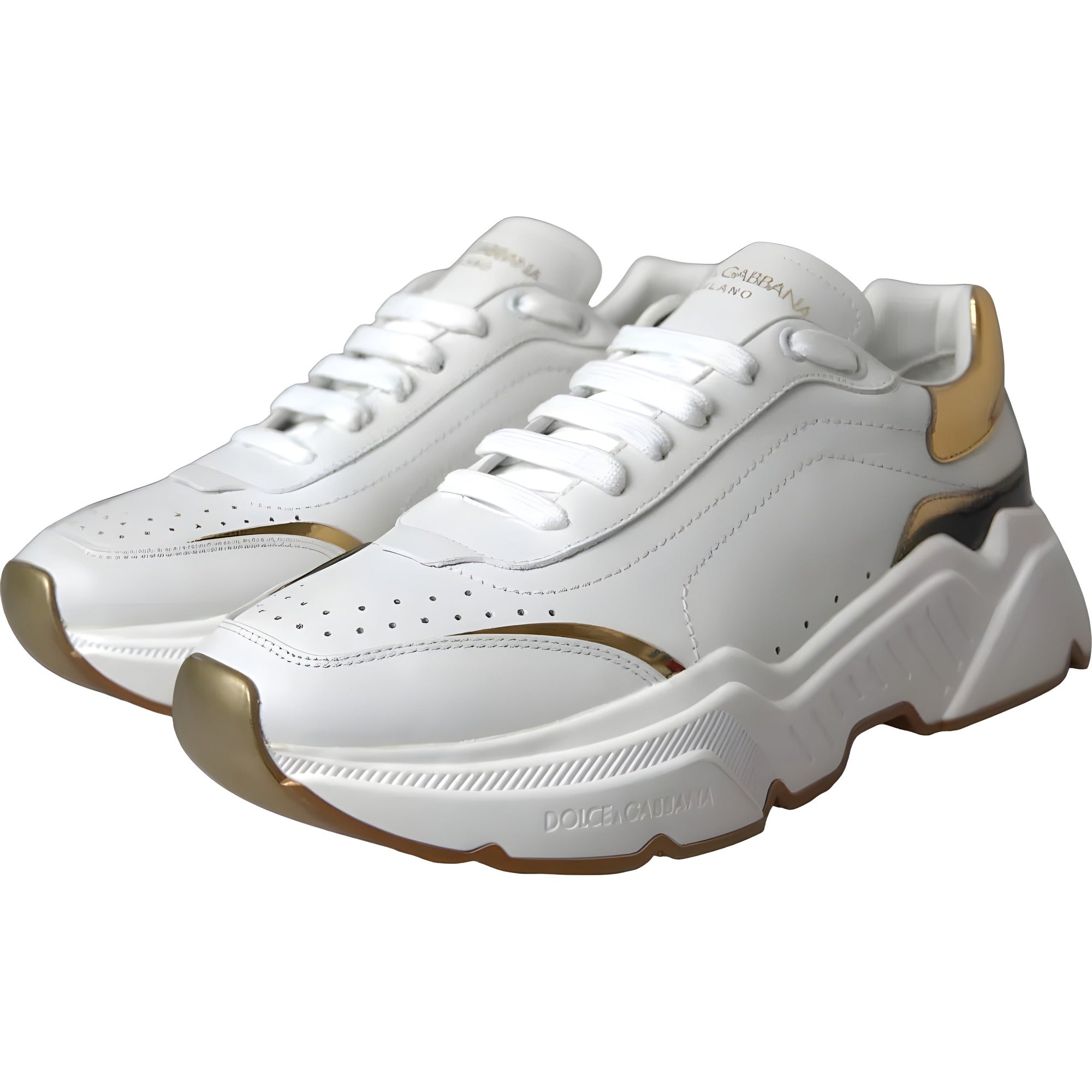 Dolce & Gabbana White Gold DAYMASTER Leather Sneakers