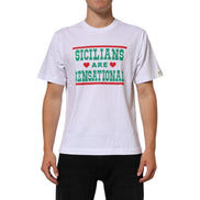 Tricou Dolce & Gabbana din bumbac alb cu guler rotund și imprimeu grafic