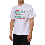 Tricou Dolce & Gabbana din bumbac alb cu guler rotund și imprimeu grafic