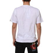 Tricou Dolce & Gabbana din bumbac alb cu guler rotund și imprimeu grafic