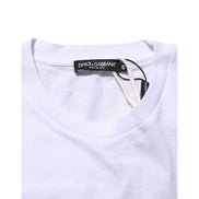 Tricou Dolce & Gabbana din bumbac alb cu guler rotund și imprimeu grafic