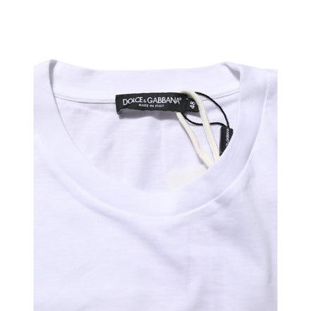 Tricou Dolce & Gabbana din bumbac alb cu guler rotund și imprimeu grafic