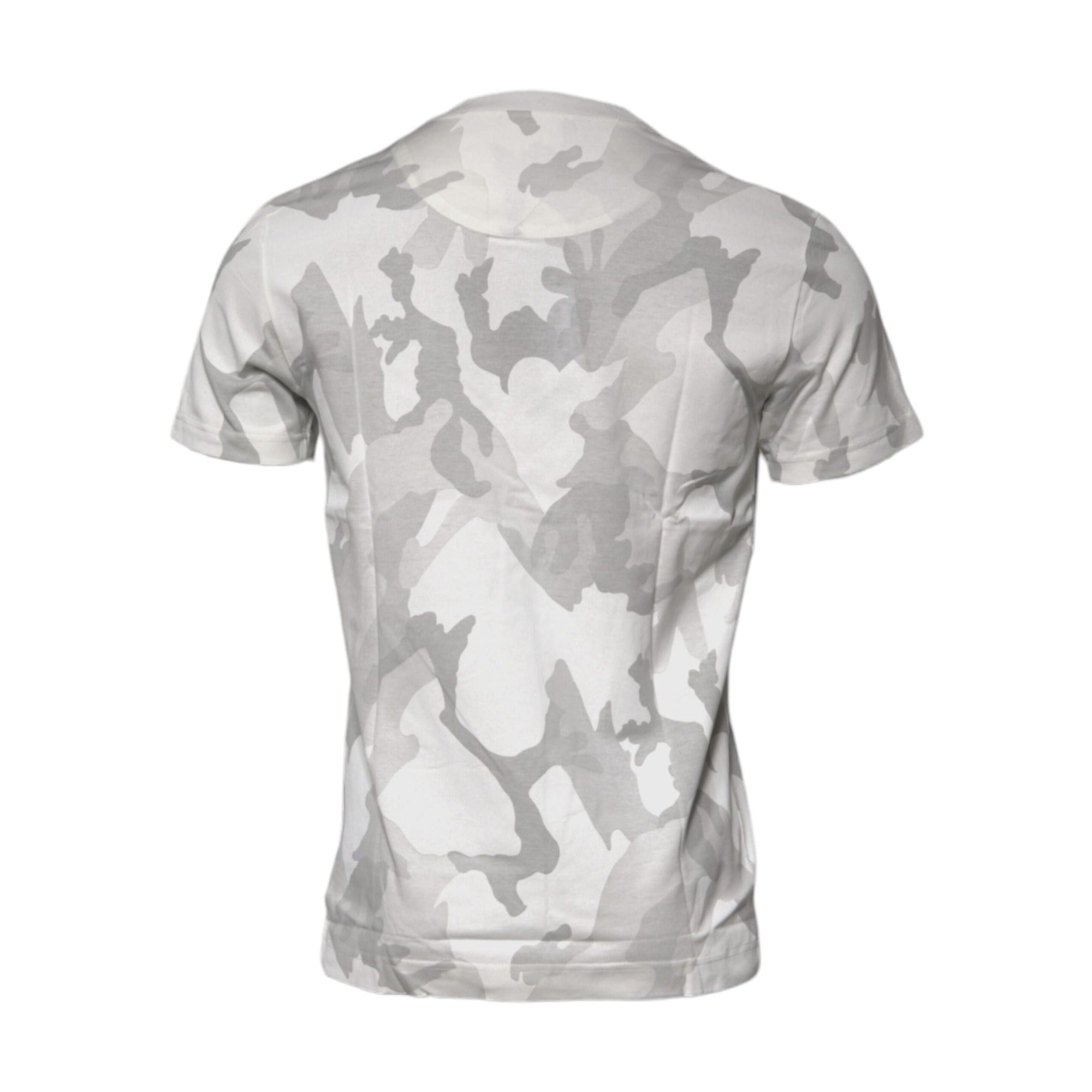 Dolce & Gabbana White Grey Camouflage Cotton Crew Neck T-Shirt