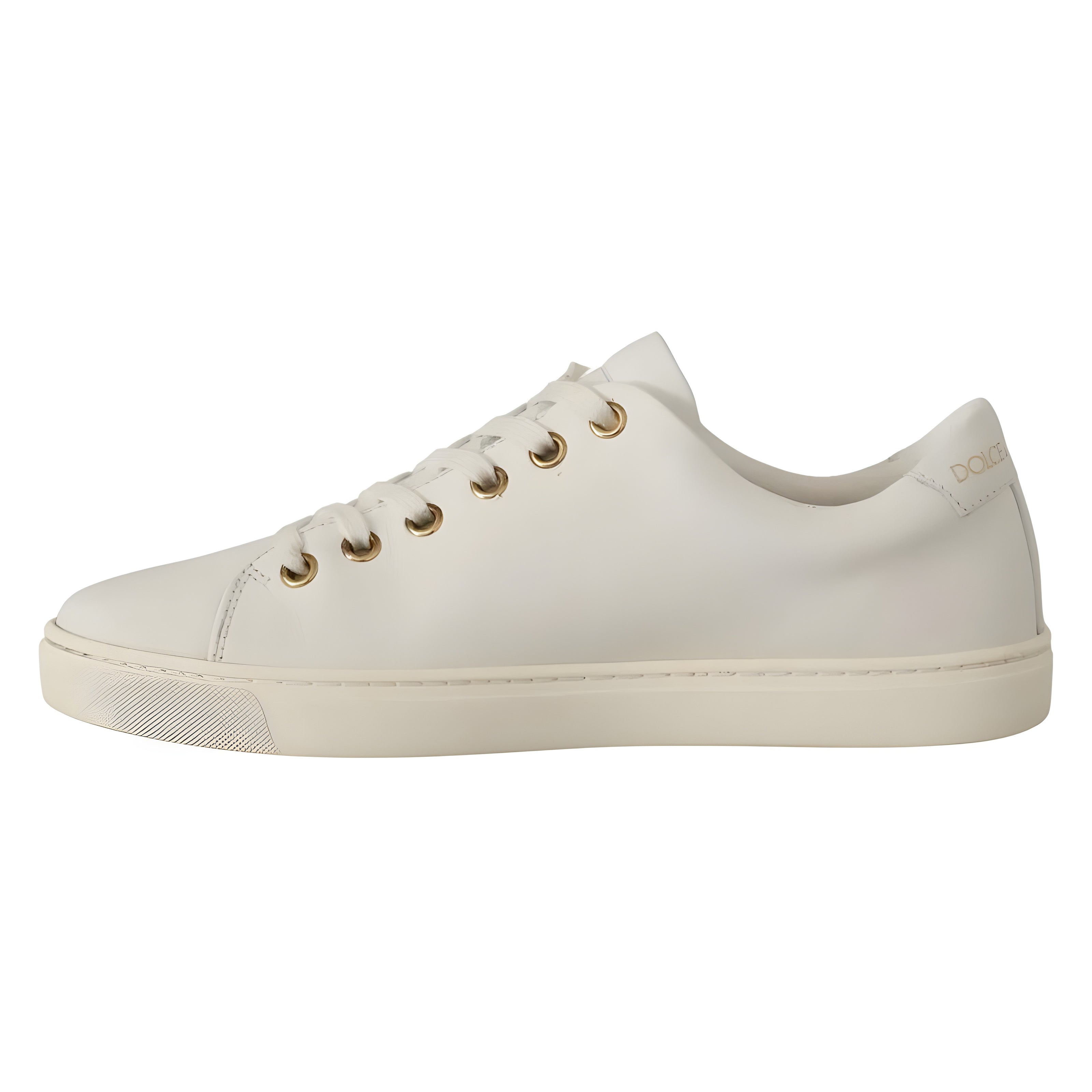 Adidași Dolce & Gabbana din Piele Albă cu Inimă Auriu Roșie
