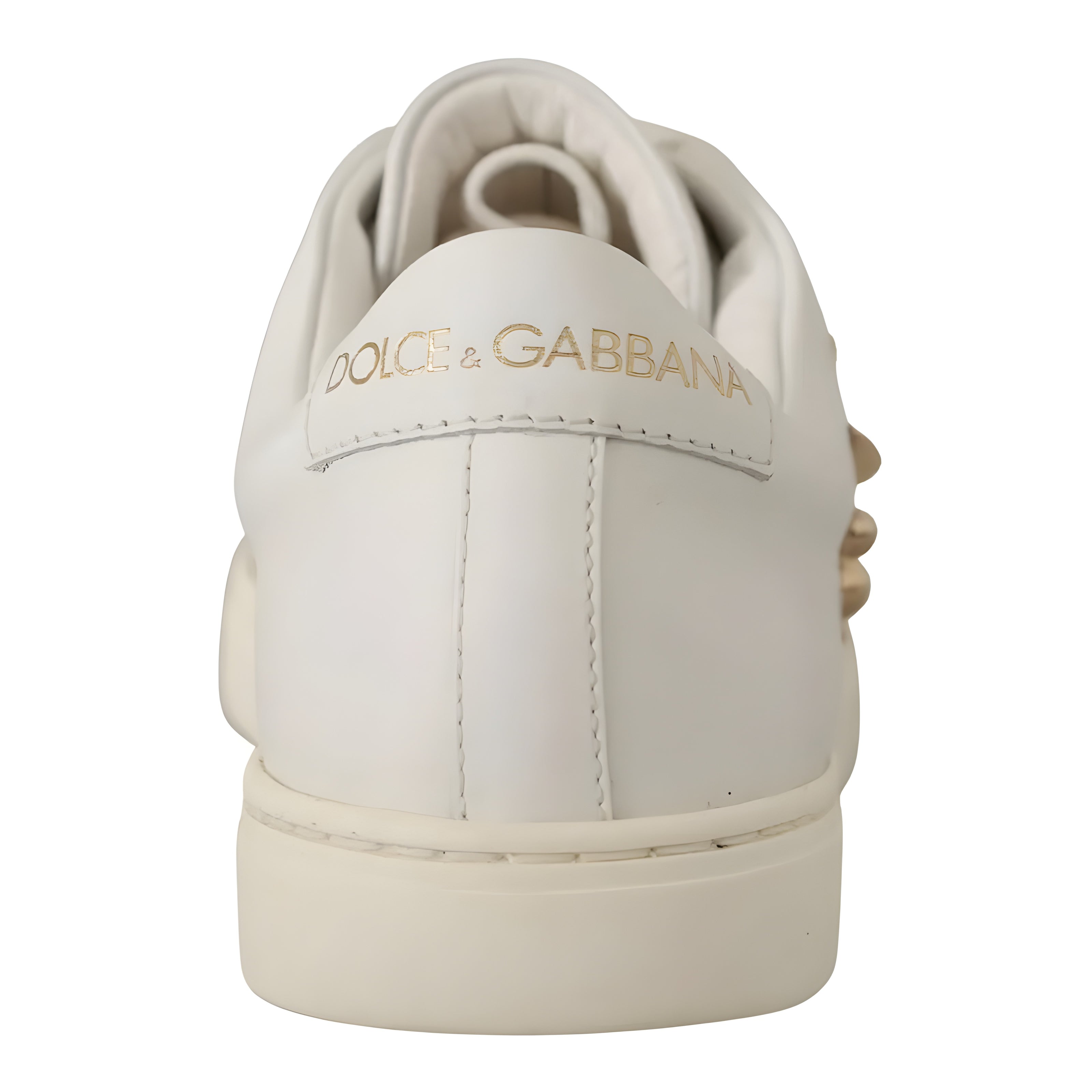 Adidași Dolce & Gabbana din Piele Albă cu Inimă Auriu Roșie