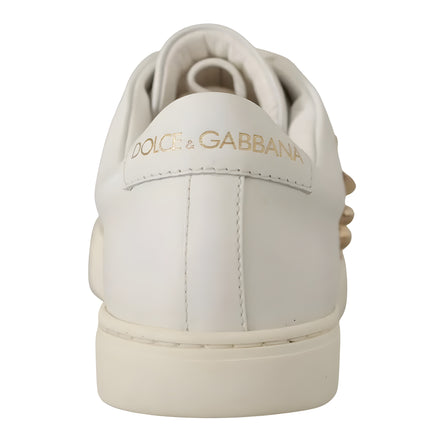Adidași Dolce & Gabbana din Piele Albă cu Inimă Auriu Roșie