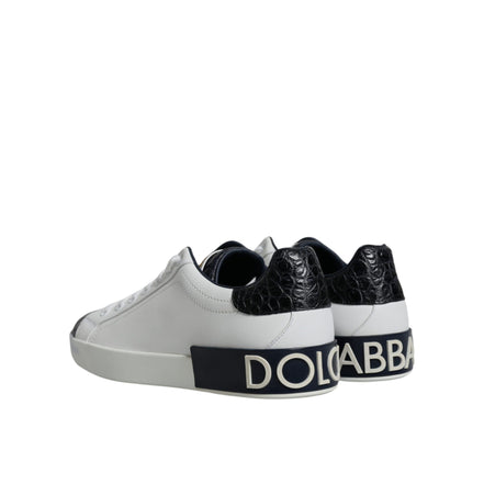 Sneakers Dolce & Gabbana Portofino albi din piele cu logo
