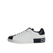 Sneakers Dolce & Gabbana Portofino albi din piele cu logo