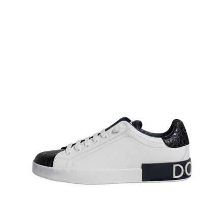 Sneakers Dolce & Gabbana Portofino albi din piele cu logo