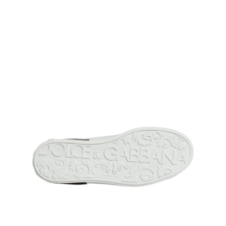 Sneakers Dolce & Gabbana Portofino albi din piele cu logo