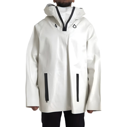 Bottega Veneta White Leather Waterproof Jacket Blouson