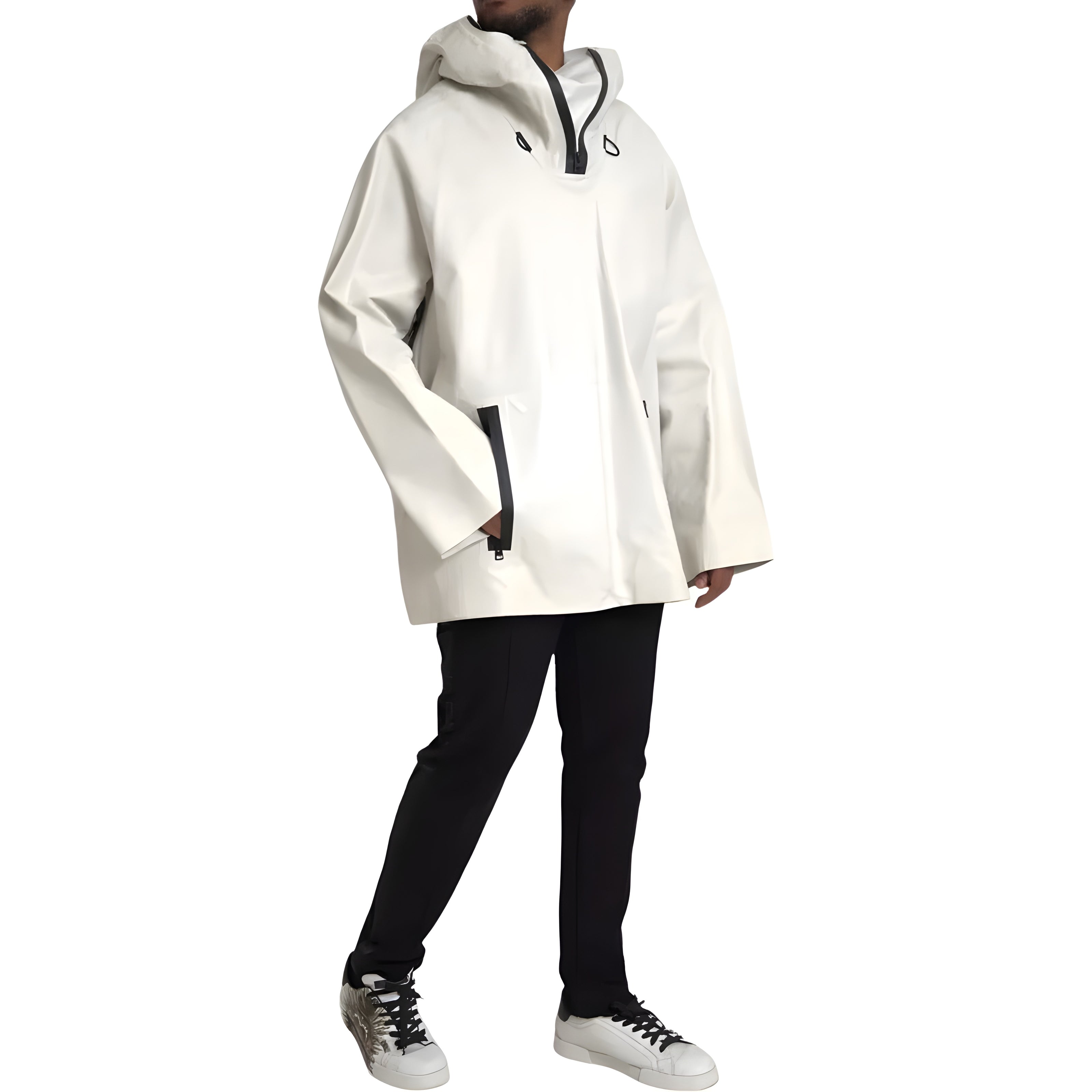 Bottega Veneta White Leather Waterproof Jacket Blouson