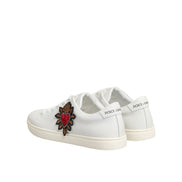 Dolce & Gabbana White Leather Sacred Heart Patch Sneakers