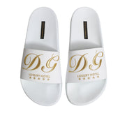 Sandale tip șlapi Dolce & Gabbana din piele albă Beachwear