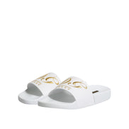 Sandale tip șlapi Dolce & Gabbana din piele albă Beachwear