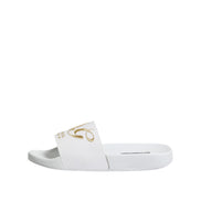 Sandale tip șlapi Dolce & Gabbana din piele albă Beachwear