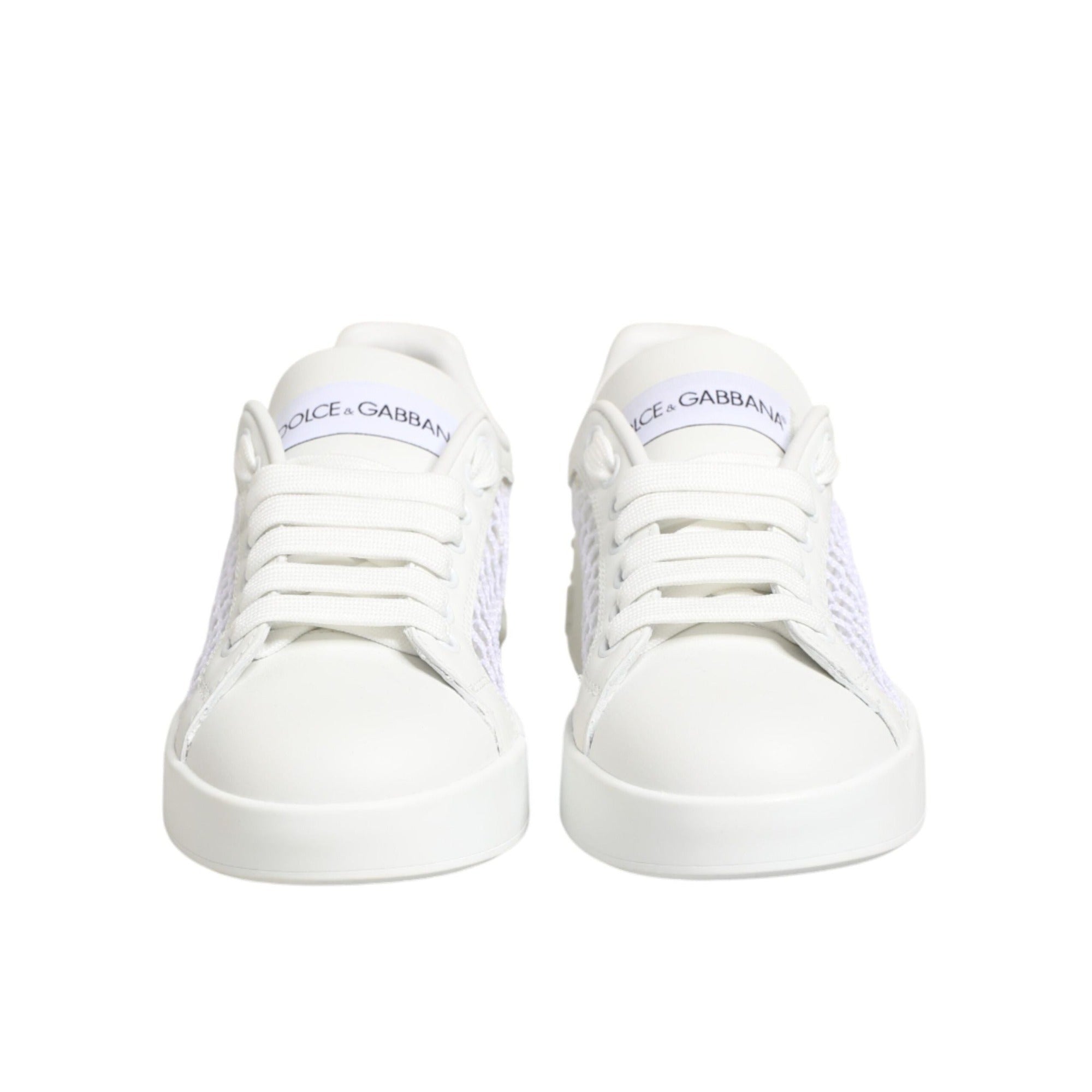 Dolce & Gabbana White Mesh Inserts Low Top Sneakers