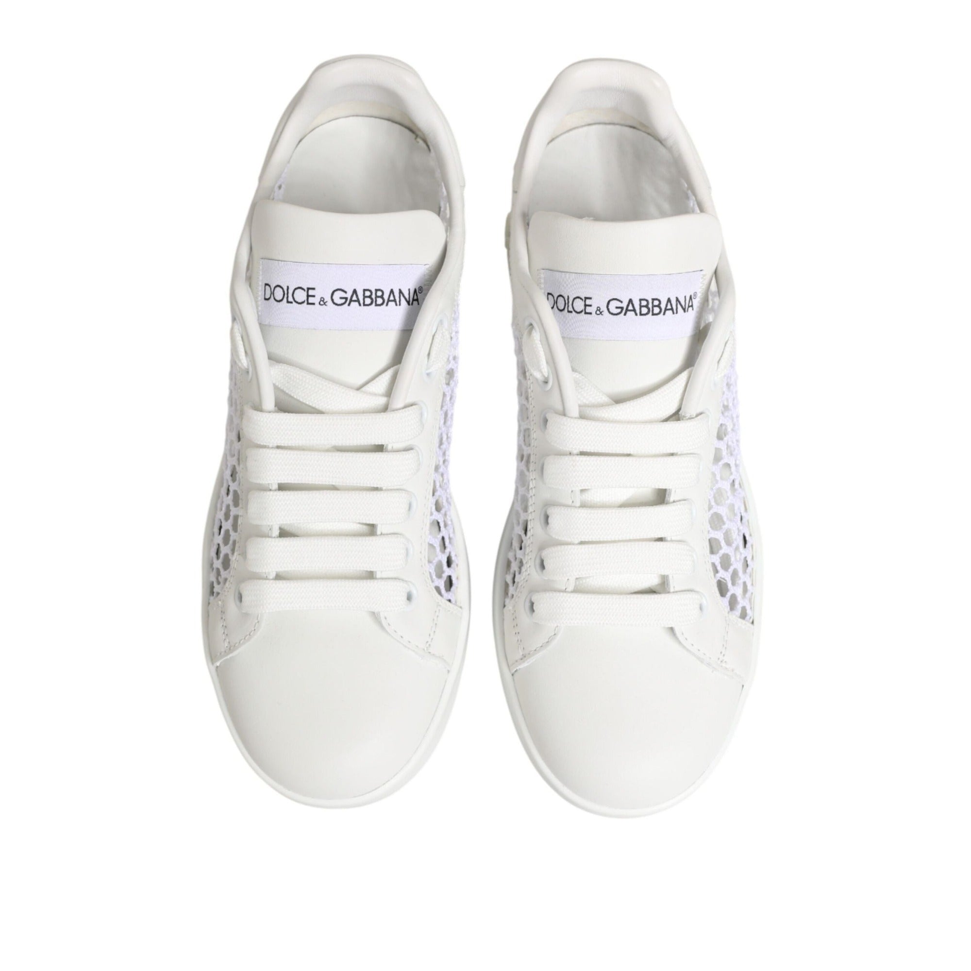 Dolce & Gabbana White Mesh Inserts Low Top Sneakers