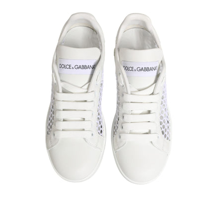 Dolce & Gabbana White Mesh Inserts Low Top Sneakers
