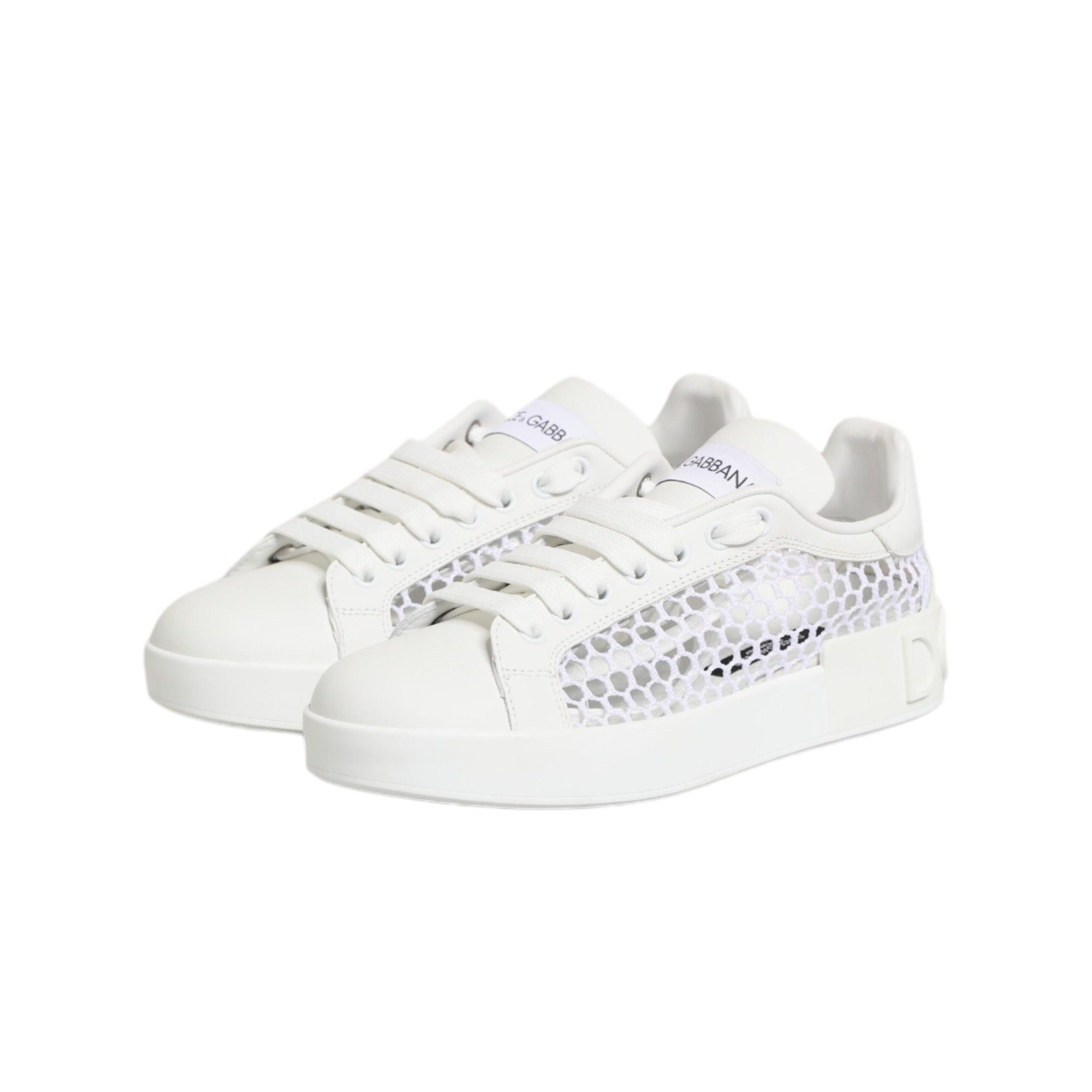Dolce & Gabbana White Mesh Inserts Low Top Sneakers